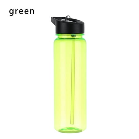 

750ml Travel Gym Leakproof Portable Food Degree Plastic Drinking Cup Clear Water Bottles GREEN