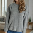 thumbnail image 6 of Aueoeo Casual Sweater Women Fall Winter Sweater Long Sleeve Ribbed Knit Pullover Loose Crewneck Sweater Gray L, 6 of 6