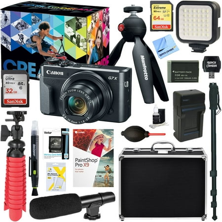 Canon PowerShot G7 X Mark II 20.1MP 4.2x Optical Zoom Digital Camera Video Creator Kit + Universal Microphone & 64GB Accessory