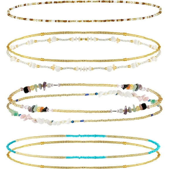 7 Pieces Waist Beads for Women Jewelry Belly Beads Chains Summer African Beach Bikini Body Belly Chains Jewelry(Stylish Style)