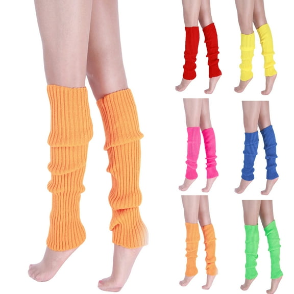 Moxufan 1 Pair Winter Leg Warmers Warm Japanese Style JK Leg Sleeves Strips Stretchy Fit Knitting Calf Socks Party Sports Yoga Dance Foot Covers,Red
