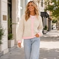 thumbnail image 6 of Stralyhd Cardigan Sweaters for Women Button Up Long Sleeve Lightweight Cardigans Knit Soft Crew Neck Sweater Office Loose Fit Spring Fall Outfits Khaki M, 6 of 6