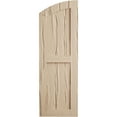 thumbnail image 2 of Ekena Millwork 15"W x 26"H (21" Low Side) Timberthane Riverwood Two Equal Flat Panel w/Elliptical Top Faux Wood Shutters (Per Pair), Primed Tan, 2 of 6