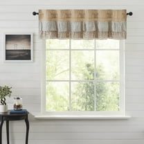 VHC Brands Kaila Country Cottage Ruffled Gold Ticking Stripe Curtain Valance 16x60