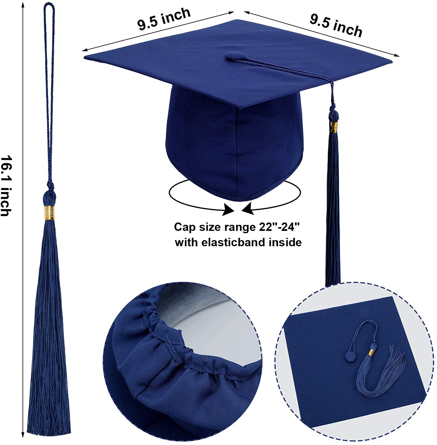 2 Pieces Unisex Graduation Cap Adult 