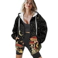 thumbnail image 4 of COEQINE Women's Full Zipper Hoodie Oversized Sweatshirts Conch Starfish Shell White Print Long Sleeve Hooded Jacket for Women with Pockets Lightweight Y2K Tops Fall Casual Wear, M, 4 of 7