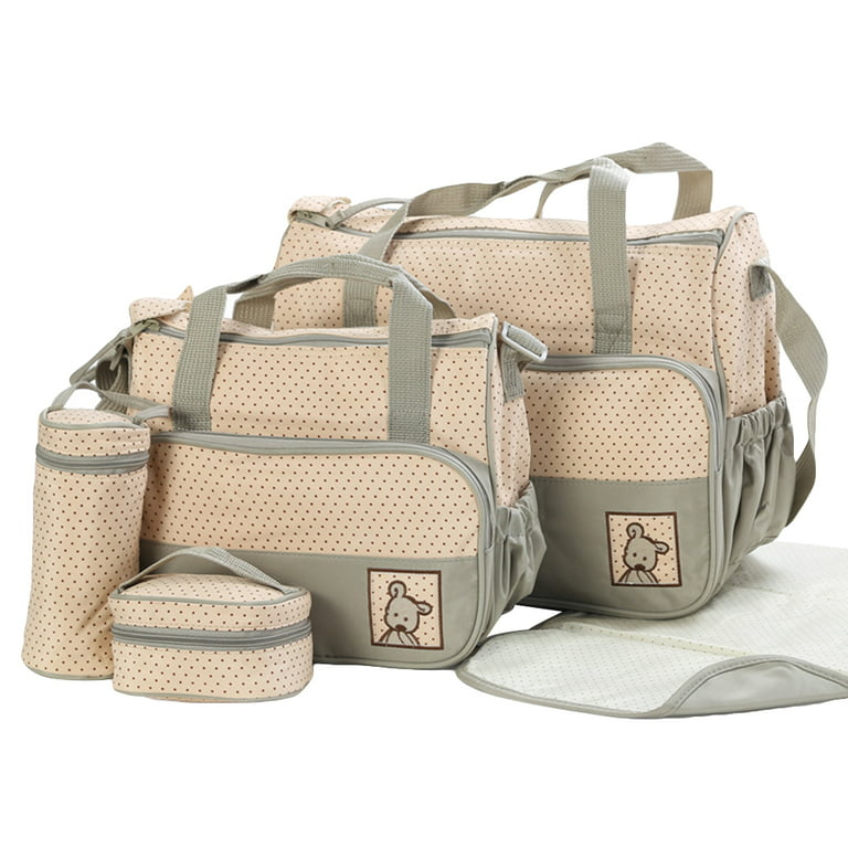 SPRING PARK 5Pcs/Set Small Diaper Bag Backpack Baby Bag Tote Bag