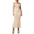thumbnail image 2 of Vestido Maxi con Hombros Descubiertos, Corsé Fruncido, Ajustado, Vestidos Formales para Invitadas de Boda para Mujeres Albaricoque XL, 2 of 8