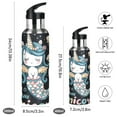 thumbnail image 2 of Water Bottles 20oz Straw Lid Wide Mouth Stainless Steel for School Sport Travel Cute Unicorn Mermaid, 2 of 9