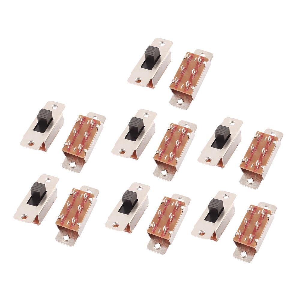 14 Pcs 250VAC 3A 125VAC 6A 6 Terminal 2 Position DPDT On/OFF Slide ...
