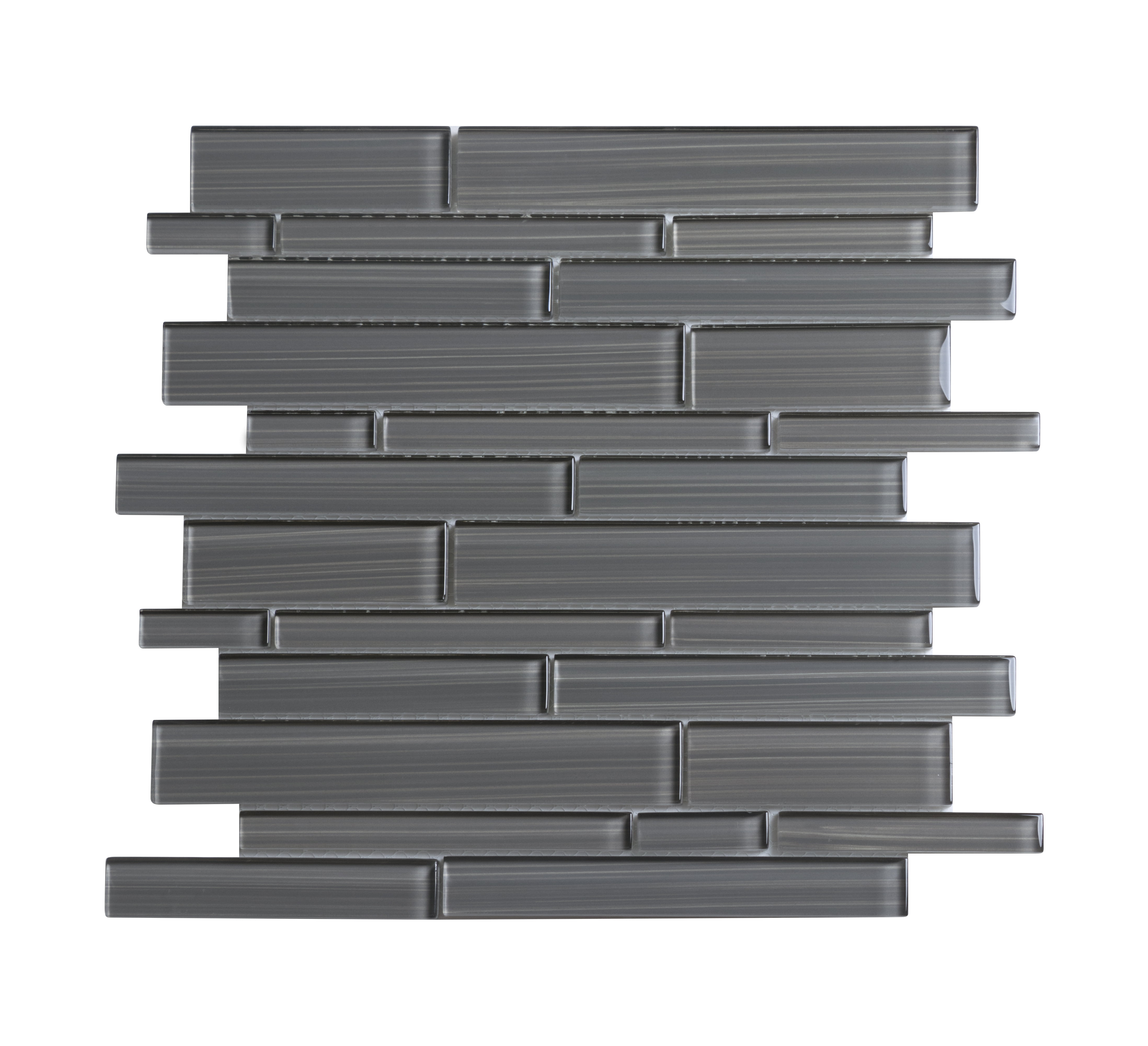12 in x 12 in x 8mm Backsplash 2in x 12in Sample WS Tiles: 2 x 6’’ Subway/Brick Icy Gray Glass Mesh-Mounted Tile for Kitchen & Bathroom