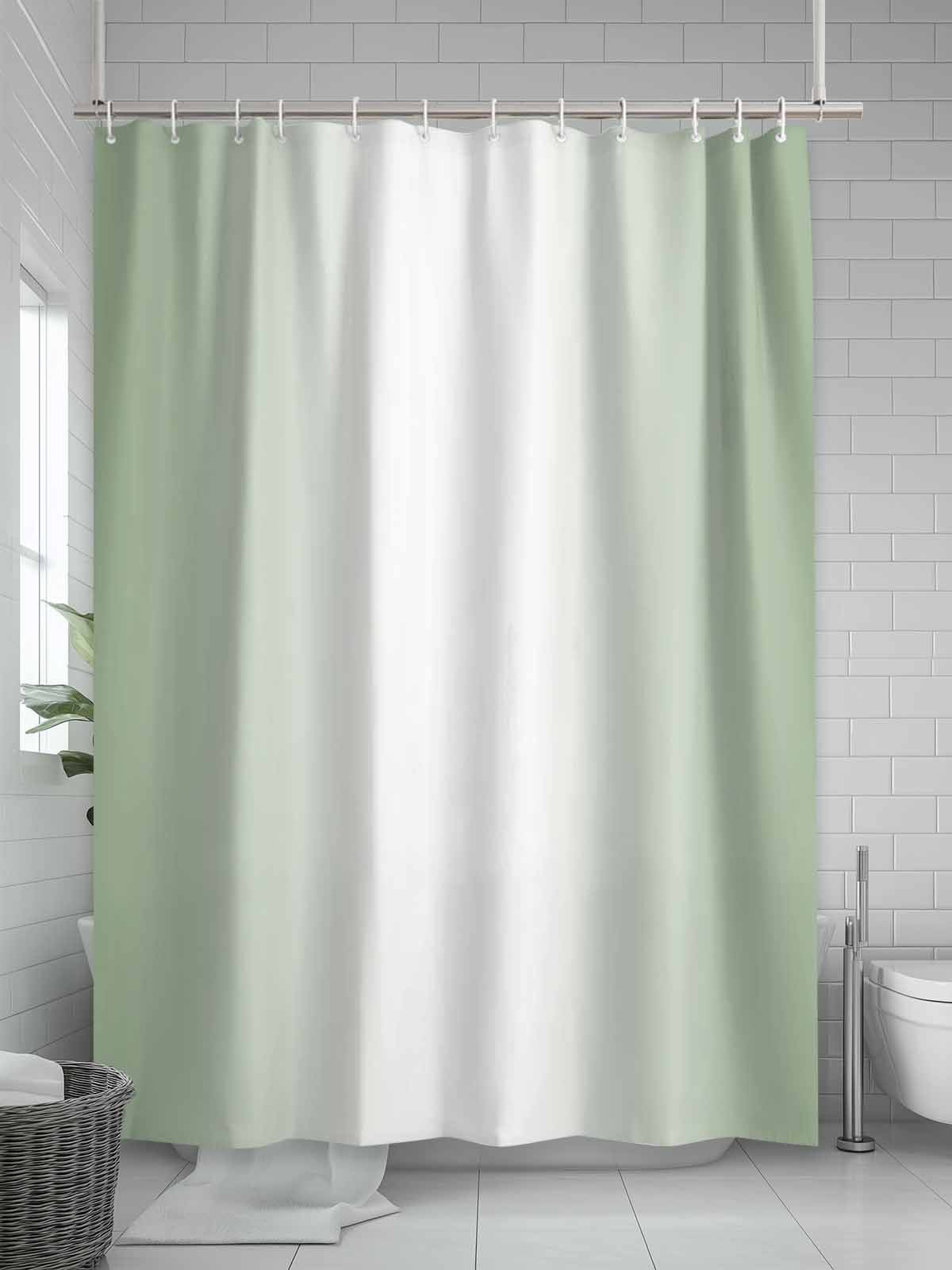 Boanket Polyester Fabric Sage Green Ombre Shower Curtain, Sage Green White Gradient Modern Waterproof Bathtub Curtain Bathroom Decor Set with Hooks 72 x 78 Inches,