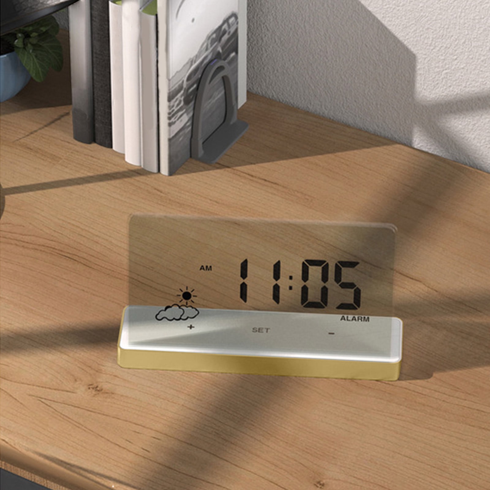 CASAFUN Digital Alarm Clock for Students Workers,Creative Clear Digital Clock with Transparent Large Screen Temp/Humidity/Date Display Electronic Alarm Clock back to School Supplies