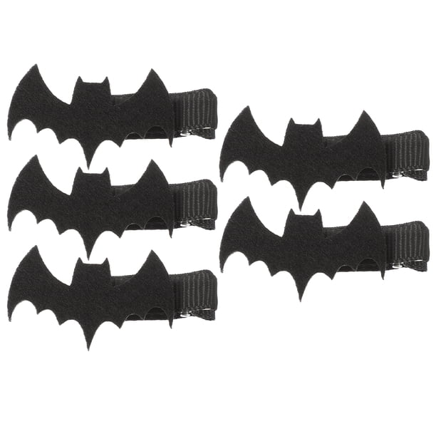 GOOHOCHY 5 pinzas para el pelo con temática de fiesta, con forma de murciélago, de pico de pato y de flequillo para fiestas de disfraces (negras)