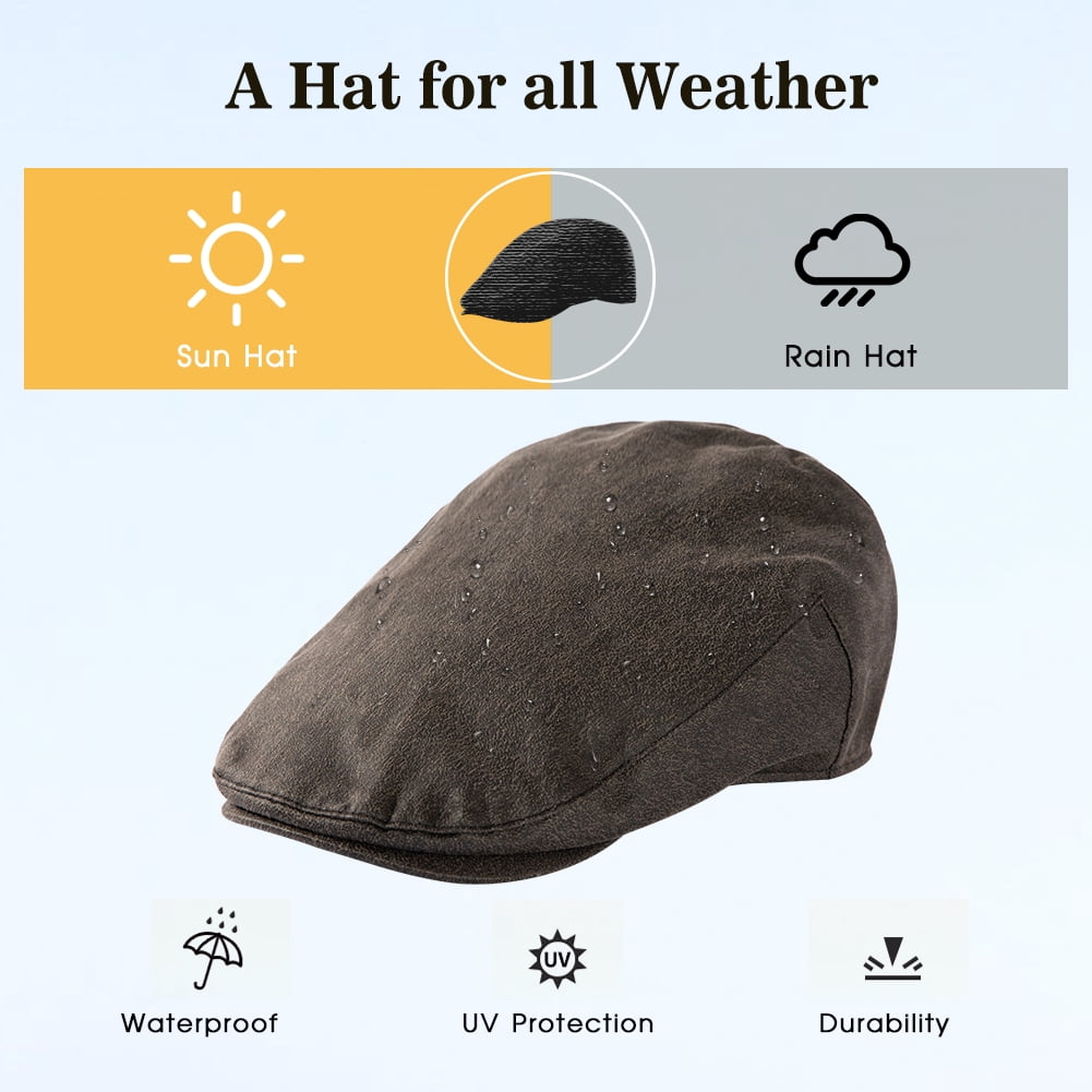 TOP-EX XL/XXL Mens Faux Leather Flat Cap Winter Newsboy Ivy Driving Hat Black XL/XXL