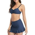 thumbnail image 3 of Women Bandeau Bikini Swimsuits High Waisted Bathing Suits Swim Skirt Two Piece Bikini Solid, 3 of 6