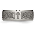 thumbnail image 5 of Chisel Titanium Brushed and Polished Cross Laser Design 8.2mm Beveled Edge Band - Ring Size 8.5-5.2gm, 5 of 8