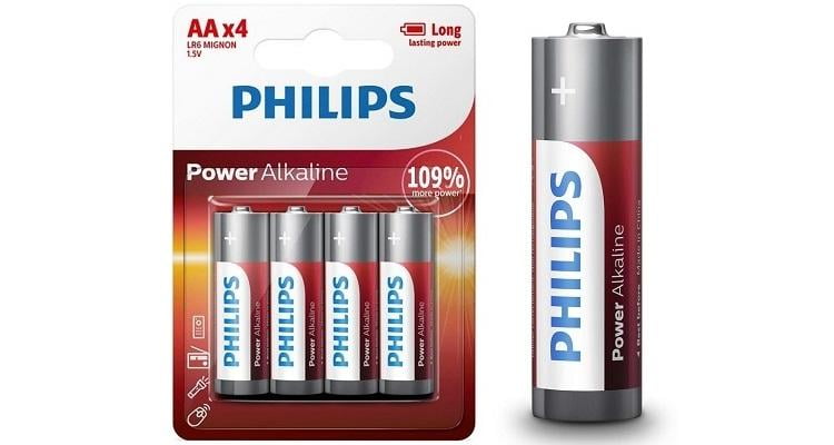 Power Alkaline 4 er pack AA Batterie Philips 