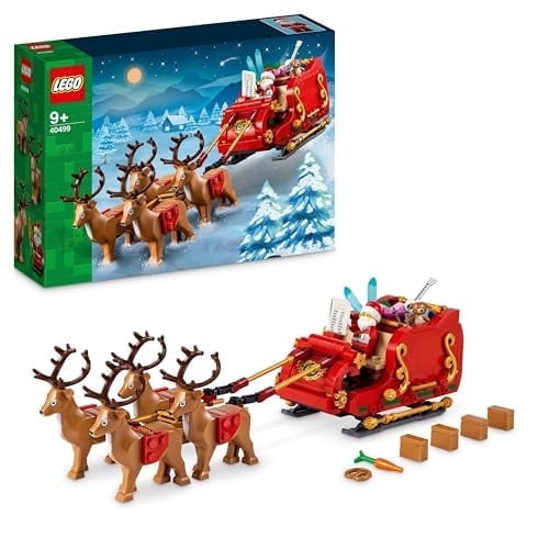 LEGO Santa's Sleigh - Building Kit Decorations for Home W/Santa Claus Figurine & Reindeer - 40499