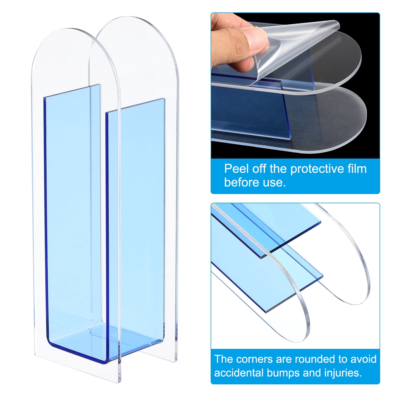 Unique Bargains Arch Acrylic Floral Vase Clear Geometric Table Centerpiece Decorative Vase Blue