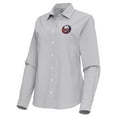thumbnail image 2 of Women's Antigua Gray New York Islanders Porter Woven Tri-Blend Long Sleeve Button-Up Shirt, 2 of 3