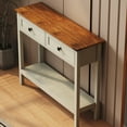 thumbnail image 6 of Farmhouse Console Table, Storage Console Table with 2 Drawers & Bottom Shelf for Entryway, Living Room, Hallway, 6 of 12