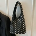 thumbnail image 3 of HUISZJ Stylish Studded Shoulder Bag, rendy Shoulder Bag, Large Capacity Tote Handbag for Women Work Shopping Travel (Black), 3 of 10