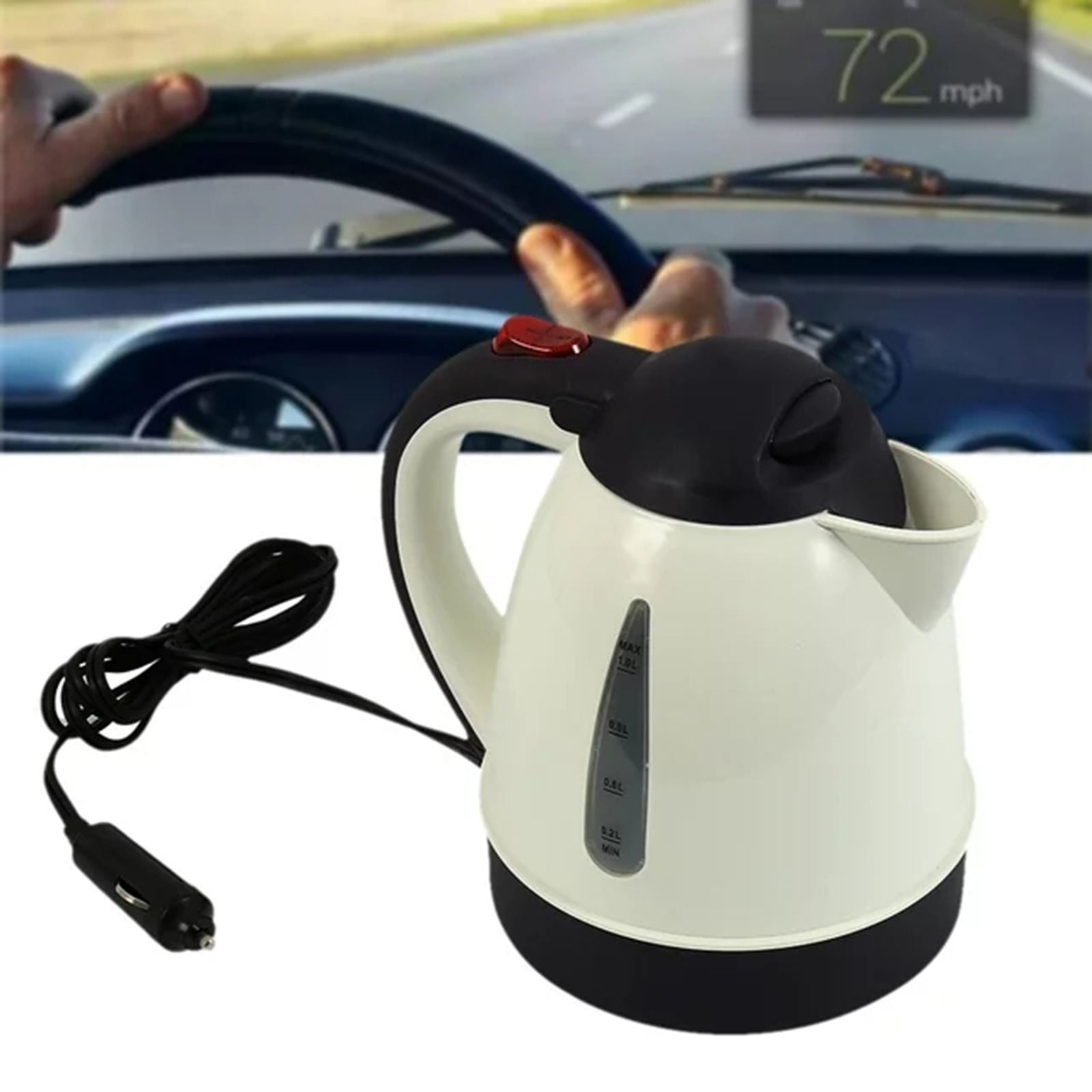 Mfigree Portable Car Kettle, Electric Kettle Camping 12V 1000ml Coffee Maker Water Boiler Travel Car Truck Kettle Hot Water Heater Bottle for Tea Coffee Making Cigarette Lighter Heating Cup