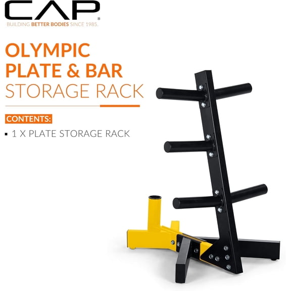 Cap Barbell Olympic Plate Tree Storage Rack, Multiple Colors