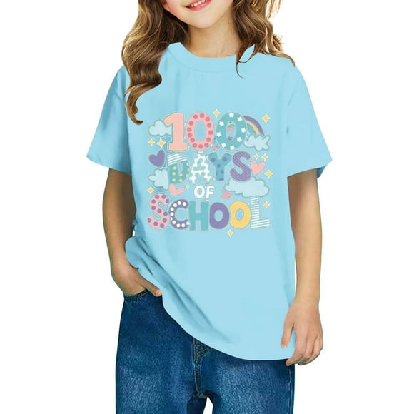 Fiudx Camiseta para Niños, Suave Mezcla de Poliéster, Cuello Redondo Moderno, Manga Corta Cómoda, Uso Diario Informal, Moda para Niños y Niñas, Lavado a Mano.