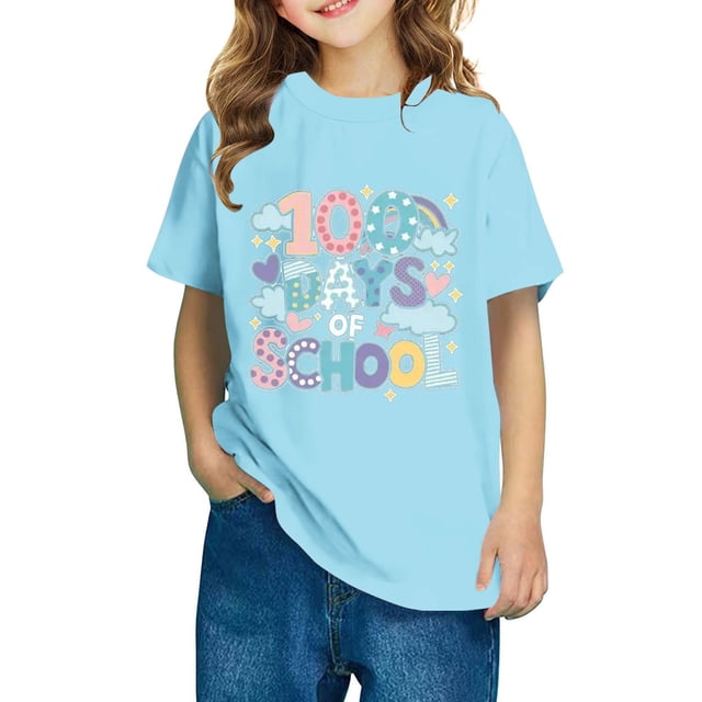Fiudx Camiseta para Niños, Suave Mezcla de Poliéster, Cuello Redondo Moderno, Manga Corta Cómoda, Uso Diario Informal, Moda para Niños y Niñas, Lavado a Mano.