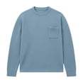thumbnail image 3 of Men's Long Sleeve Shirts Solid Color Round Neck Waffle Weave Basic Shirt Comfort Slim Fit Casual Sports Pullover Shirt with Pocket, 3 of 5