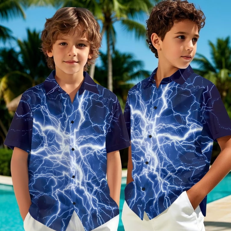 Uourmeti Lightning Boy's Shorts Sets Kid Aloha Shirts and Swim