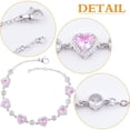 thumbnail image 2 of 1pcs Love Heart Cherry Flower Pink Cubic Zirconia Bracelet Heart-shaped Bridal Wedding Bracelet Links Jewelry Gift for Brides Bridesmaids Women Party Prom, 2 of 7
