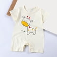 thumbnail image 2 of KPOPLK Baby Romper with Pattern Clothes Short Sleeve Cotton Jumpsuit Soft Bodysuit Onesie Unisex for 0-24M Size 6-12 Months,Beige, 2 of 4