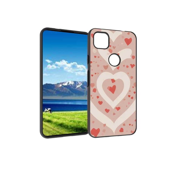 Compatible with Google Pixel 4A 4G Phone Case, Love-Heart Case Men Women, Flexible Silicone Shockproof Case for Google Pixel 4A 4G