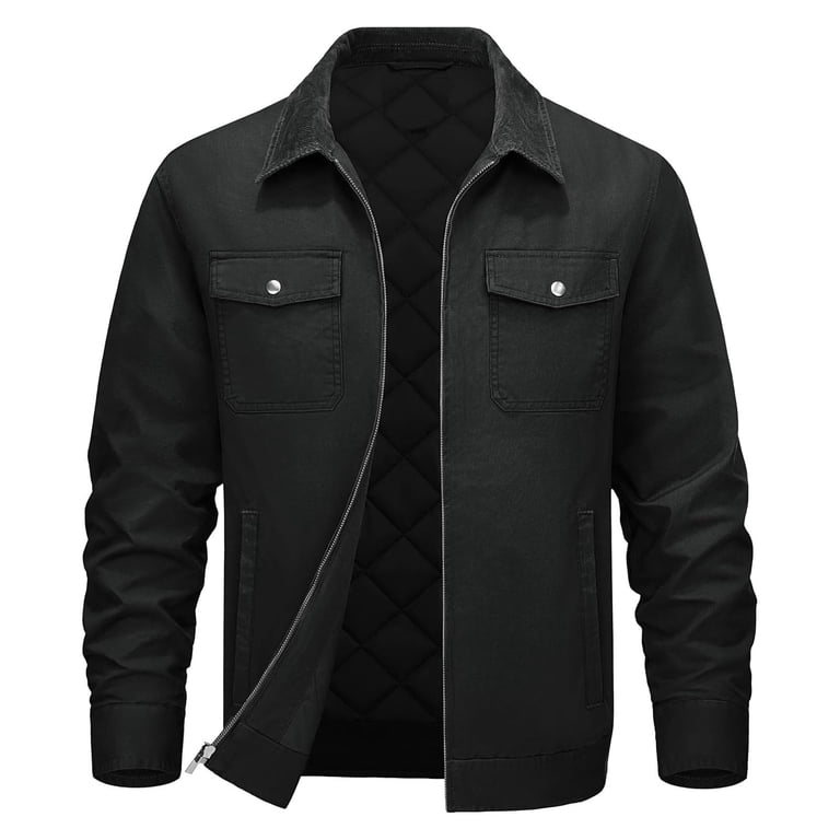Levmjia Men's Color Block Work Jacket Polyester Twill Fabric Coat