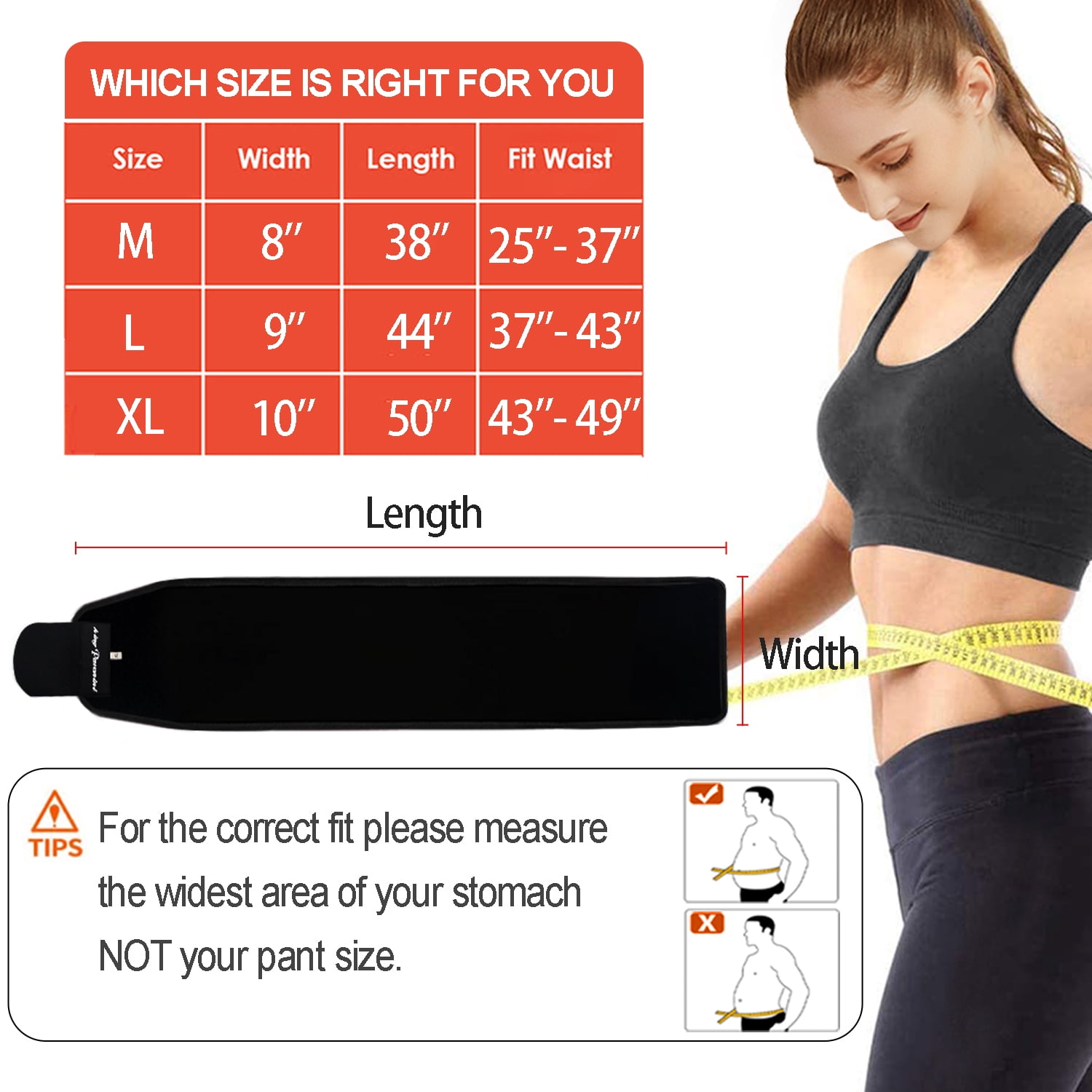 KingPavonini Waist Trimmer for Women & Mens Waist Trainer Sweat Belt Plus Size, Upgraded (Large)