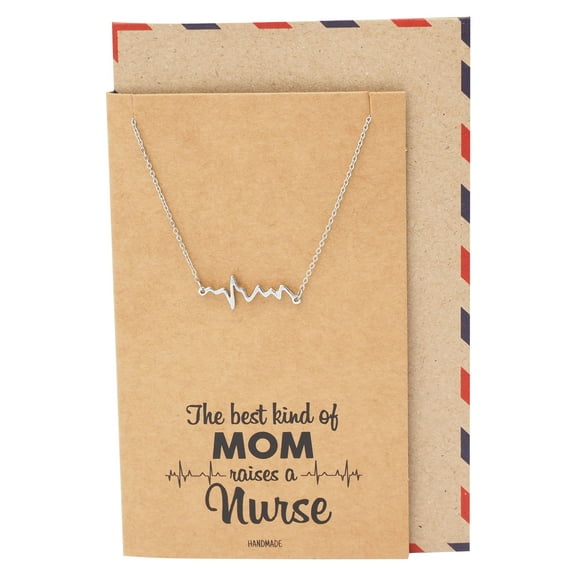 Quan Jewelry Nurse Appreciation Gifts, Electrocardiogram Heartbeat Necklace, Gifts for Women with Greeting Card