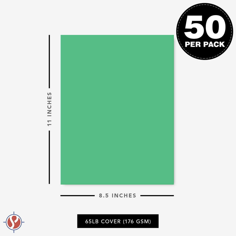 Meadow Green Premium Colored Card Stock Paper, Medium Weight 65lb  Cardstock, Perfect for School Supplies, Arts and Crafts, Acid and Lignin  Free, 8.5 x 11 Inches