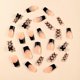 thumbnail image 2 of Uñas postizas adhesivas Quezadyl French negras con moño y pedrería, 24 piezas, 2 of 7