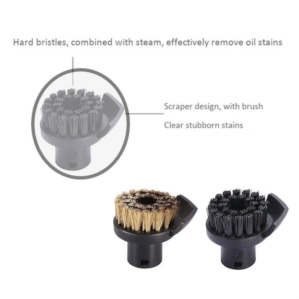 Jaimenalin 2 Pcs Steam Cleaner Round Brush with Dirt Scraper for Karcher SC1/SC2/SC3/SC4 Accessories Small Round Brush with Scrape