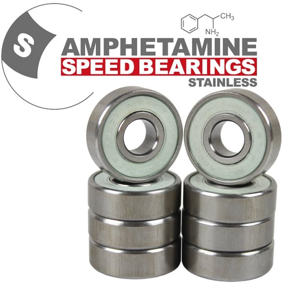 Amphetamine Skateboard / Longboard Bearings Staineless Steel 8-Pack Tube