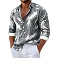 thumbnail image 3 of Zysthvn Fall Mens Shirts Casual Long Sleeve Vacation Man Tee Shirt Lightweight Button Lapel Printed Tops, 3 of 4