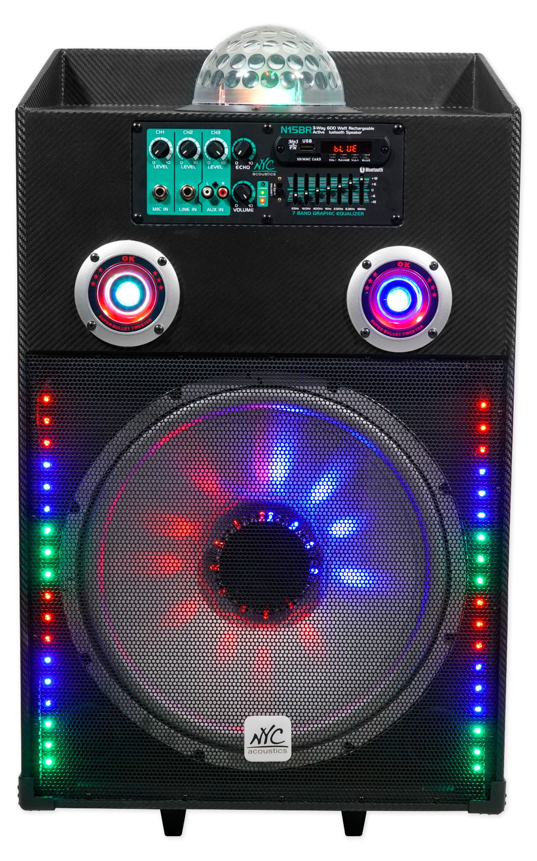 Enceinte Party Bluetooth 2x15/38cm 1000W Noir - FESTISOUND - FB1215R 