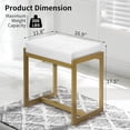 thumbnail image 2 of Vanity Stool, Vanity Chair Stools for Makeup Room, Faux Leather Small Makeup Bench, Modern Gold Metal Legs Ottoman Foot Rest for Bedroom Living Room, White & Gold, 2 of 7