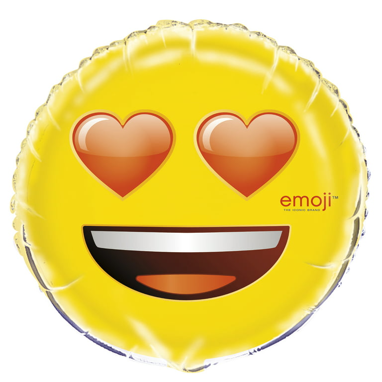 Unique Valentine's Day Heart Eyes Emoji Round 18 Foil Balloon, Yellow Red