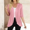 thumbnail image 2 of Cardigan for Dress, Yigetop Women's Casual 3/4 Sleeve Cardigan Lightweight Soft Open Front Cardigans Cardigan Sweaters for Women Lightweight Pink 2XL, 2 of 7