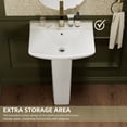 thumbnail image 5 of Los Flexi 24" x 19" Modern Rectangular Ceramic Pedestal Sink, Compact Design with Overflow and Pre-Drilled Faucet Hole, 5 of 14