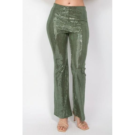 Sequined Fit & Flare Midrise Pants